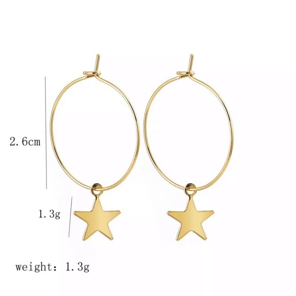 Star Hoop Earrings - Picture 2 of 3
